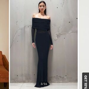 Elegant Black Off-Shoulder Long Dress